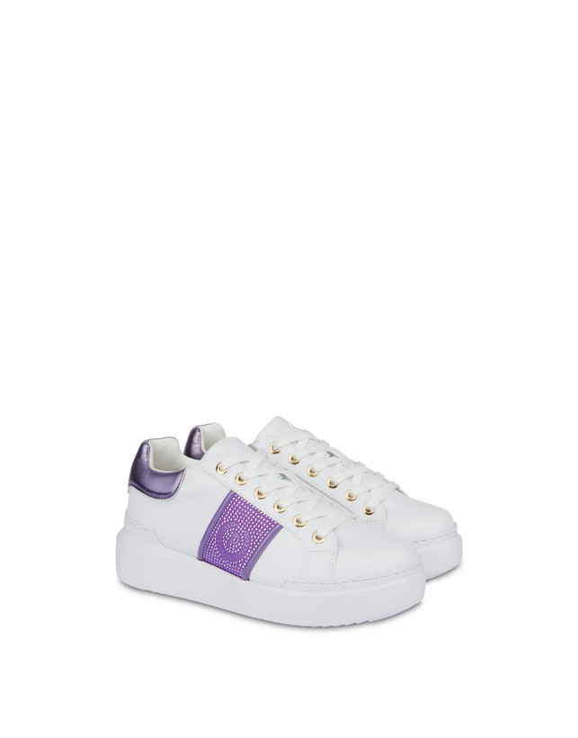 Pollini Sneakers Con Strass Diamond Carrie Bianco/iris Nuovo