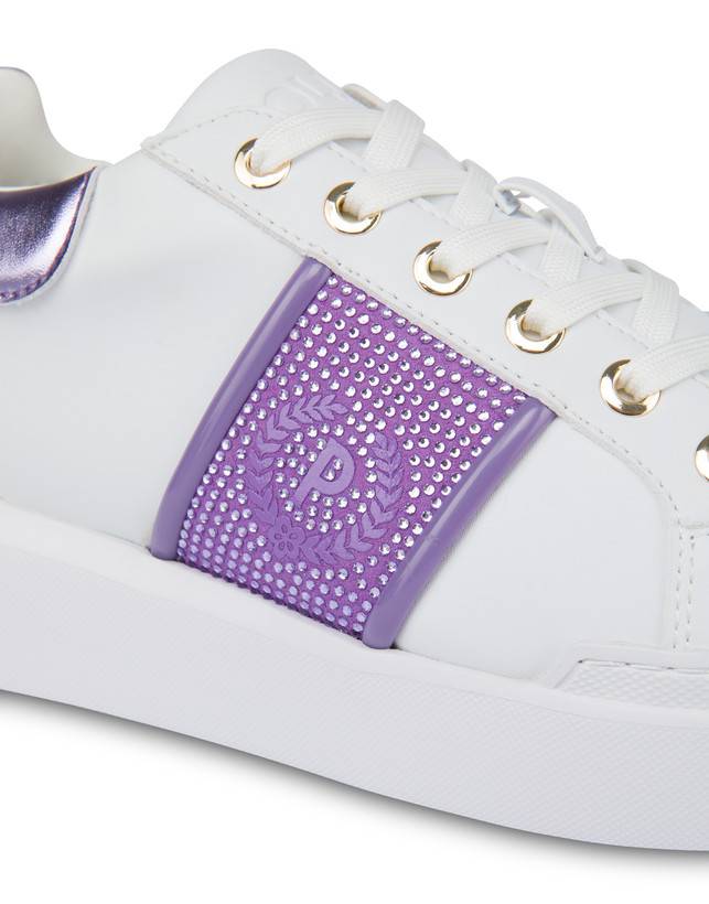 Pollini Sneakers Con Strass Diamond Carrie Bianco/iris Nuovo