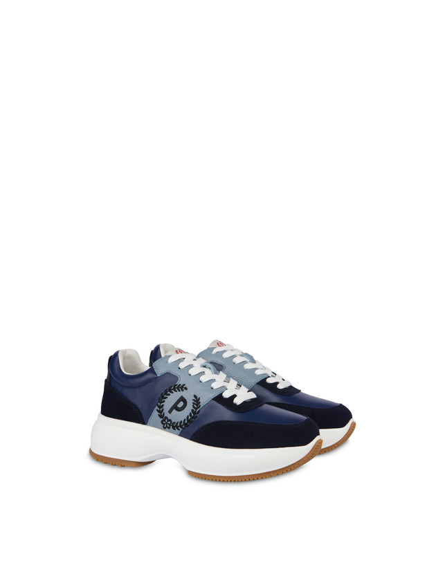 Pollini Sneakers In Vitello E Crosta Emily Navy/navy/sky/nero Vendita