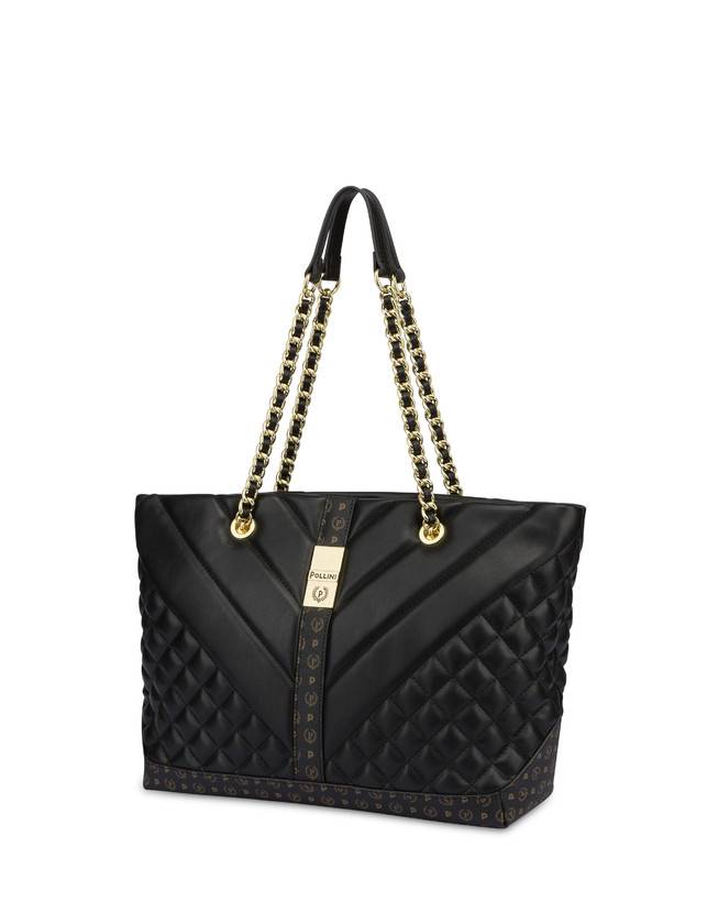 Pollini Tote Bag Matelassé Backgammon Nero/nero Negozi Online