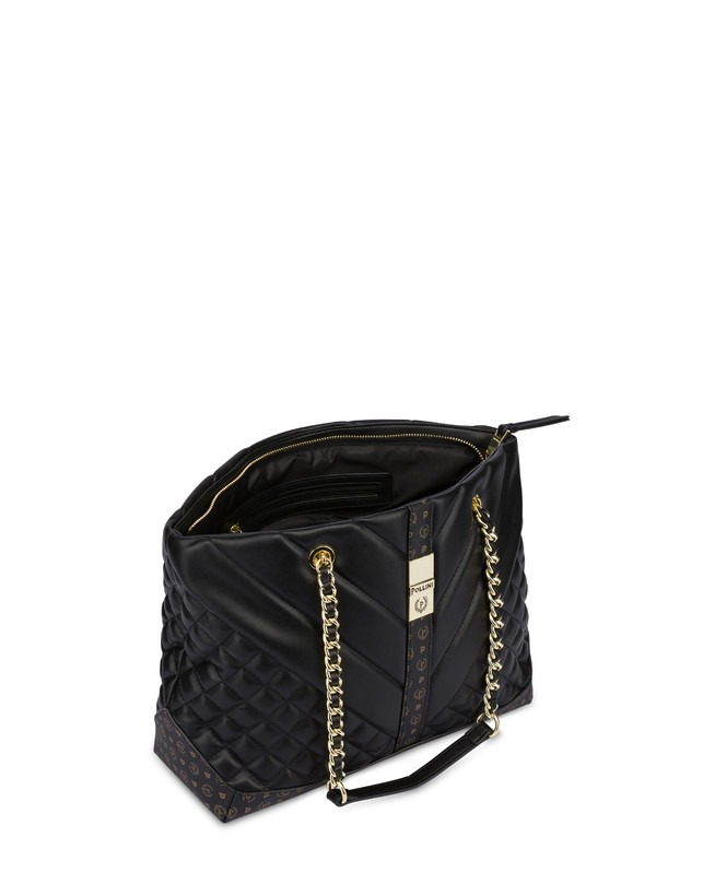 Pollini Tote Bag Matelassé Backgammon Nero/nero Negozi Online