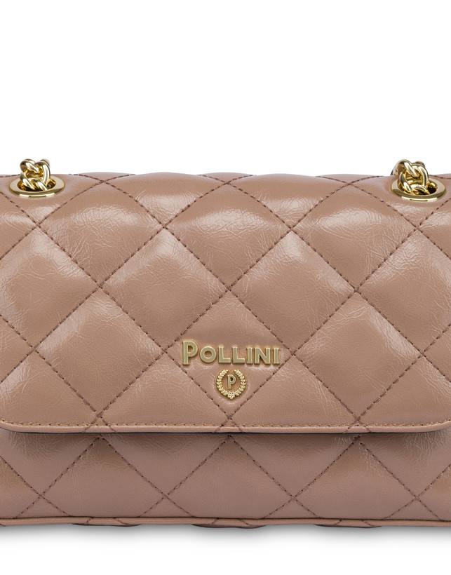 Pollini Borsa A Spalla Matelassé Shiny Waltzer Night Nude Promozione Limitata