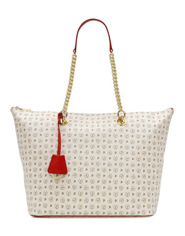 Pollini Shopping Bag Heritage Logo Classic Avorio/lacca Outlet