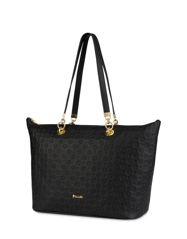 Pollini Shopping Bag Heritage Logo Embossed Nero Saldi