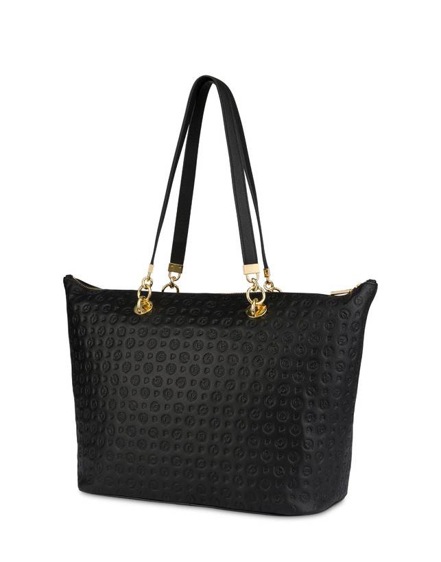 Pollini Shopping Bag Heritage Logo Embossed Nero Saldi