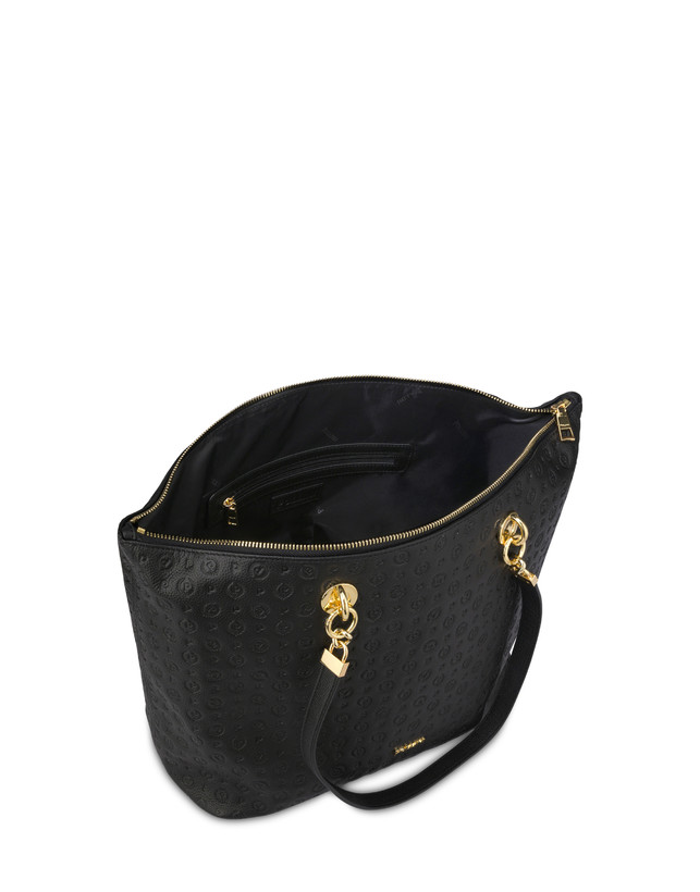 Pollini Shopping Bag Heritage Logo Embossed Nero Saldi