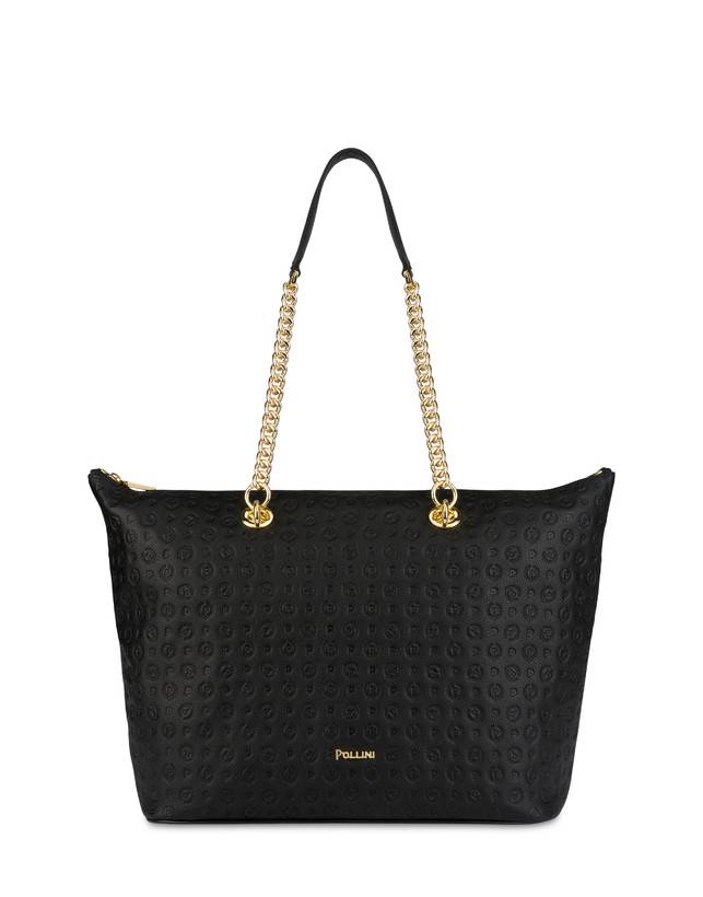 Pollini Shopping Bag Heritage Logo Embossed Nero Saldi
