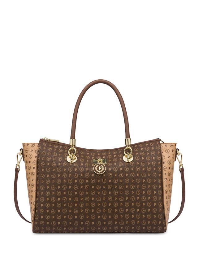 Pollini Borsa Doppio Manico Bicolore Heritage Logo Classic Marrone/crema/marrone Hotsell