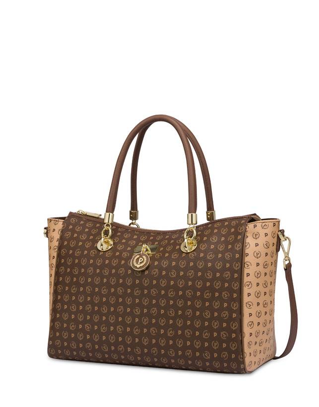 Pollini Borsa Doppio Manico Bicolore Heritage Logo Classic Marrone/crema/marrone Hotsell