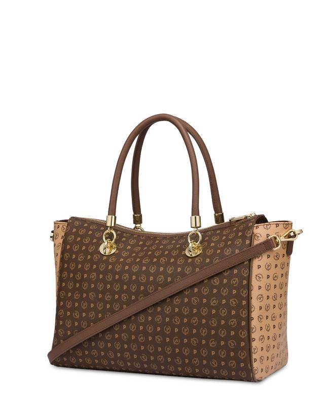 Pollini Borsa Doppio Manico Bicolore Heritage Logo Classic Marrone/crema/marrone Hotsell
