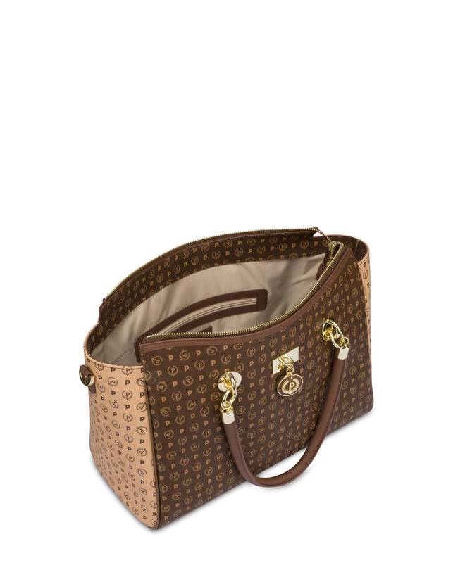 Pollini Borsa Doppio Manico Bicolore Heritage Logo Classic Marrone/crema/marrone Hotsell