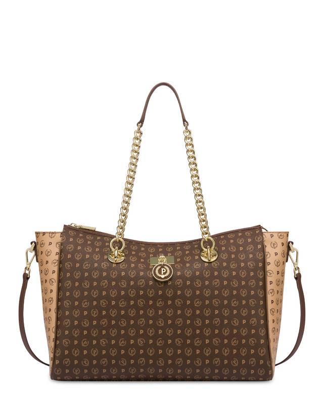 Pollini Borsa Doppio Manico Bicolore Heritage Logo Classic Marrone/crema/marrone Hotsell