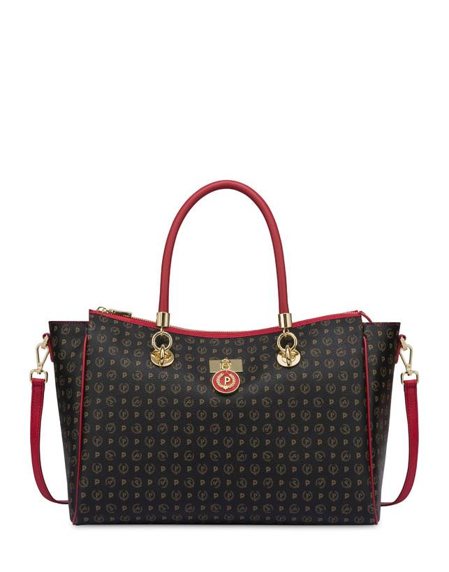 Pollini Borsa Doppio Manico Heritage Logo Classic Nero/lacca Vendita Calda