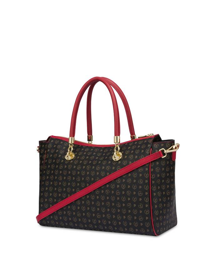 Pollini Borsa Doppio Manico Heritage Logo Classic Nero/lacca Vendita Calda