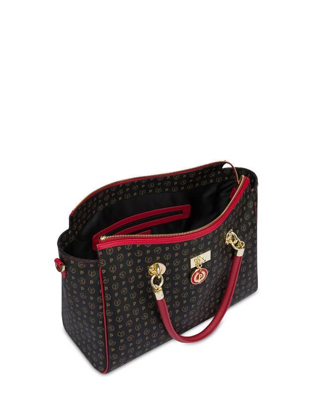 Pollini Borsa Doppio Manico Heritage Logo Classic Nero/lacca Vendita Calda
