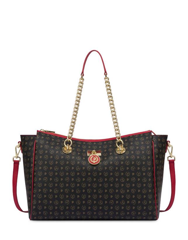 Pollini Borsa Doppio Manico Heritage Logo Classic Nero/lacca Vendita Calda