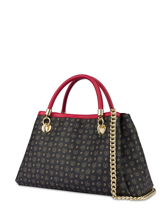 Pollini Borsa A Mano Heritage Logo Classic Nero/lacca Saldi Di Fabbrica