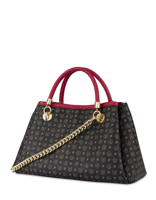 Pollini Borsa A Mano Heritage Logo Classic Nero/lacca Saldi Di Fabbrica