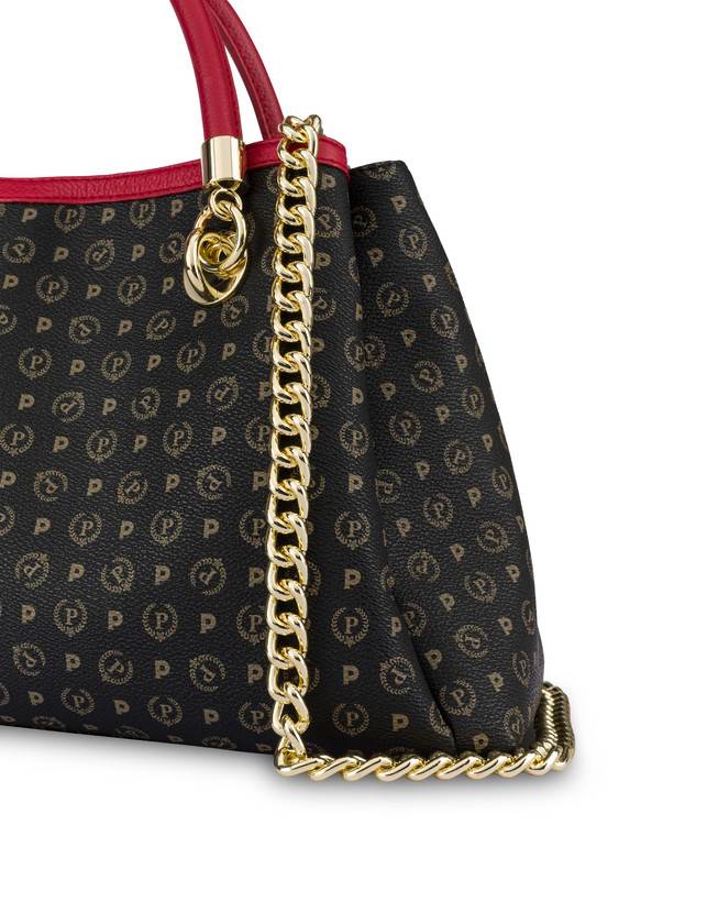 Pollini Borsa A Mano Heritage Logo Classic Nero/lacca Saldi Di Fabbrica