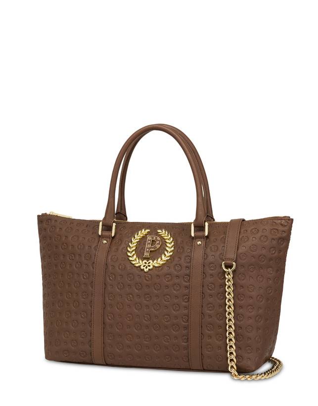 Pollini Shopping Bag Heritage Logo Embossed Marrone I Più Venduti
