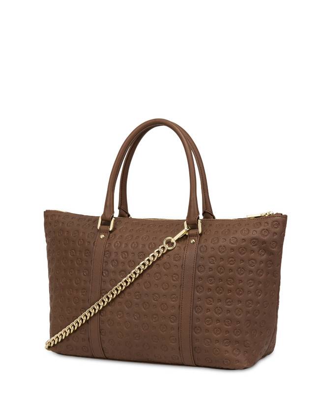 Pollini Shopping Bag Heritage Logo Embossed Marrone I Più Venduti