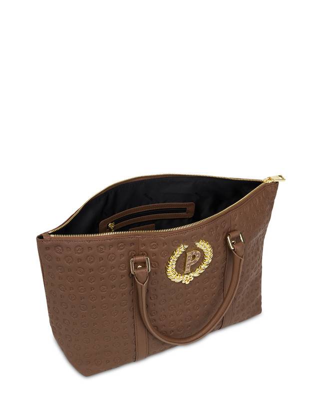 Pollini Shopping Bag Heritage Logo Embossed Marrone I Più Venduti