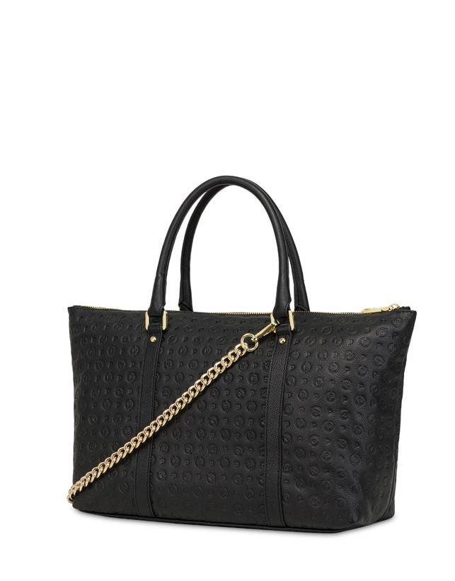 Pollini Shopping Bag Heritage Logo Embossed Nero Vendite Flash