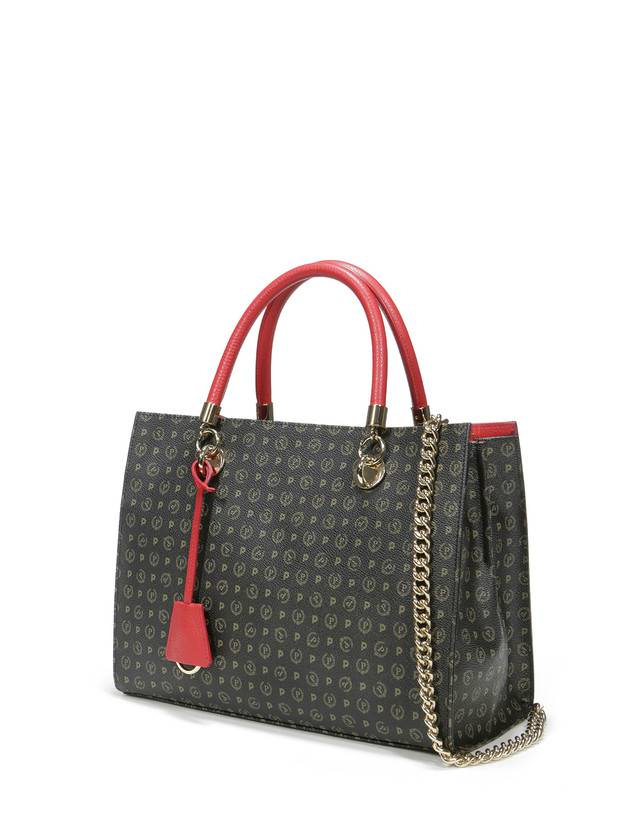 Pollini Shopping Bag Heritage Logo Classic Nero/lacca Negozio