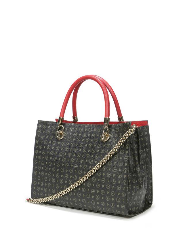 Pollini Shopping Bag Heritage Logo Classic Nero/lacca Negozio