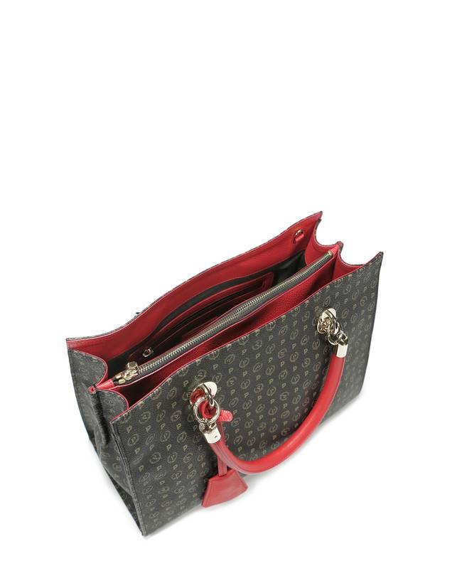 Pollini Shopping Bag Heritage Logo Classic Nero/lacca Negozio