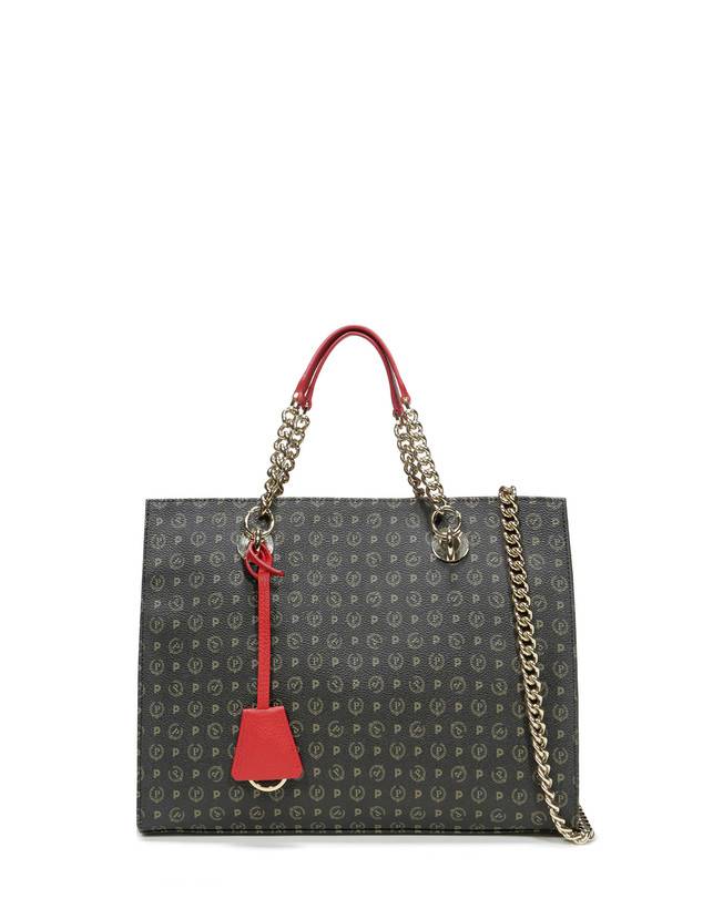 Pollini Shopping Bag Heritage Logo Classic Nero/lacca Negozio