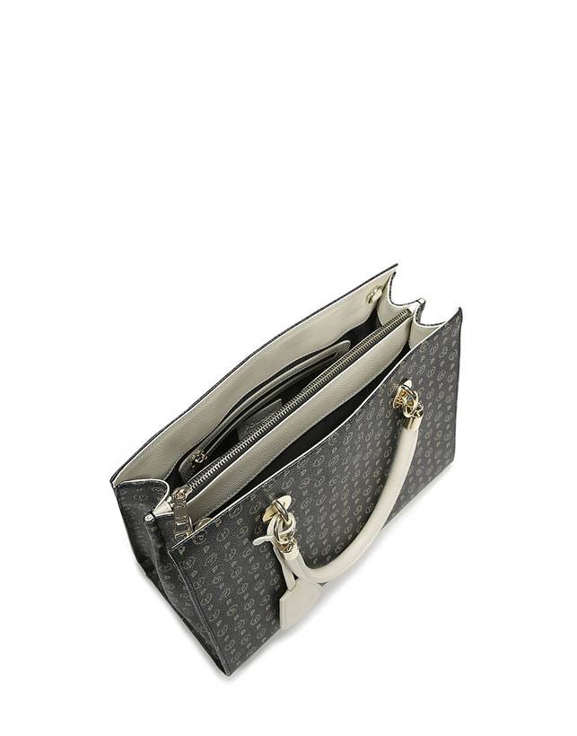 Pollini Shopping Bag Heritage Logo Classic Nero/avorio In Saldo