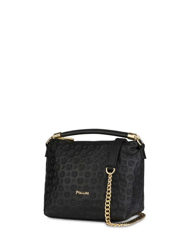 Pollini Borsa A Mano Heritage Logo Embossed Nero Prezzo di fabbrica