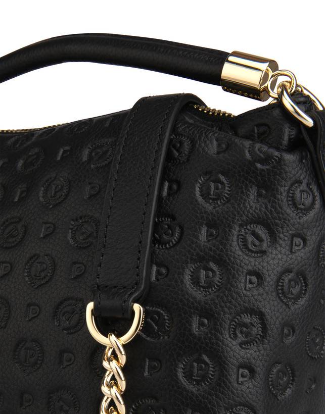 Pollini Borsa A Mano Heritage Logo Embossed Nero Prezzo di fabbrica
