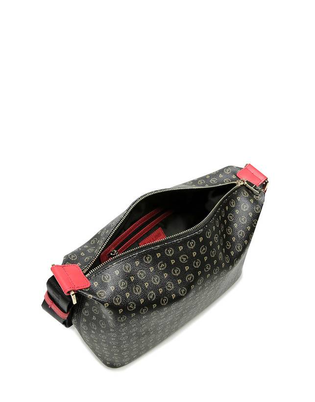 Pollini Borsa Hobo Heritage Logo Classic Nero/lacca Grande vendita