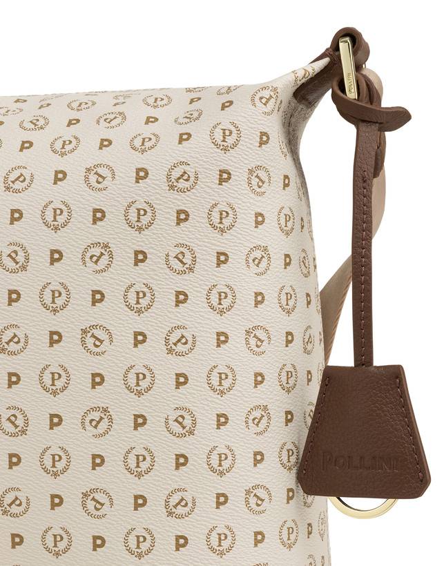 Pollini Borsa Hobo Heritage Logo Classic Avorio/marrone Shopping online