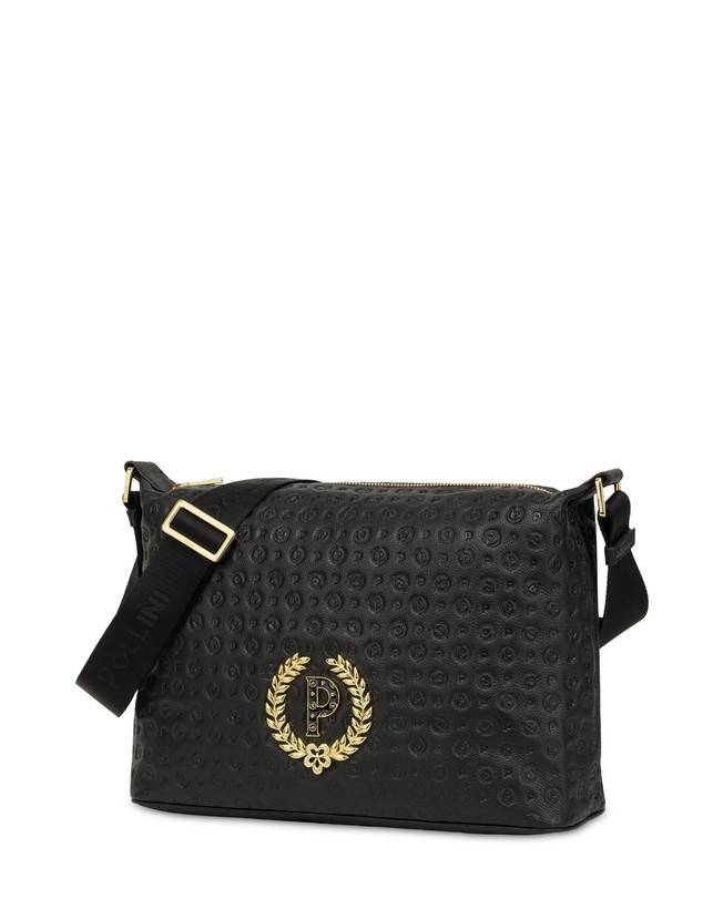 Pollini Borsa A Spalla Con Tracolla Regolabile Heritage Logo Embossed Nero Offerta Pasqua