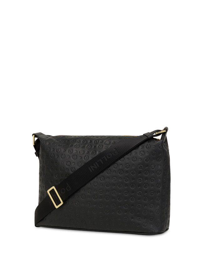 Pollini Borsa A Spalla Con Tracolla Regolabile Heritage Logo Embossed Nero Offerta Pasqua
