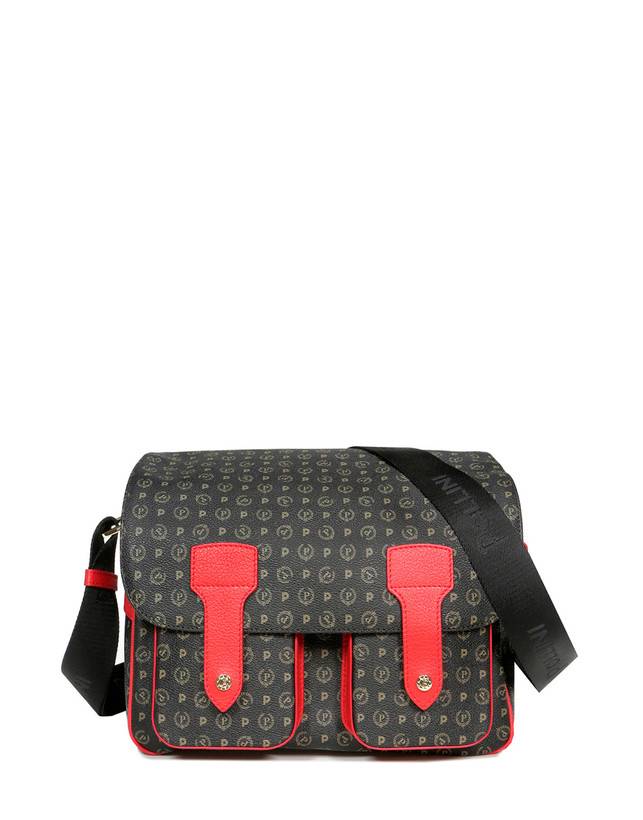 Pollini Borsa A Spalla Multitasche Heritage Logo Classic Nero/lacca Offerta Giorno del Papà
