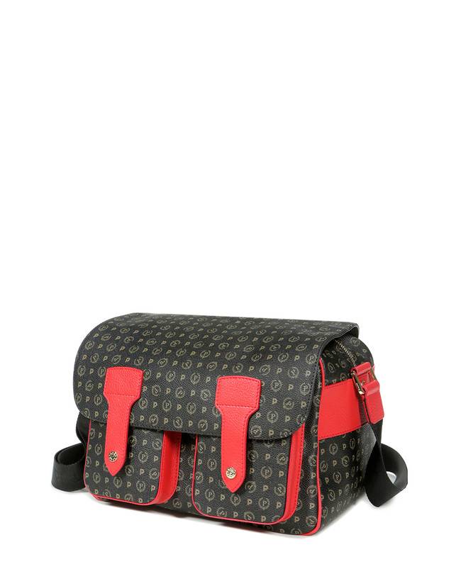 Pollini Borsa A Spalla Multitasche Heritage Logo Classic Nero/lacca Offerta Giorno del Papà