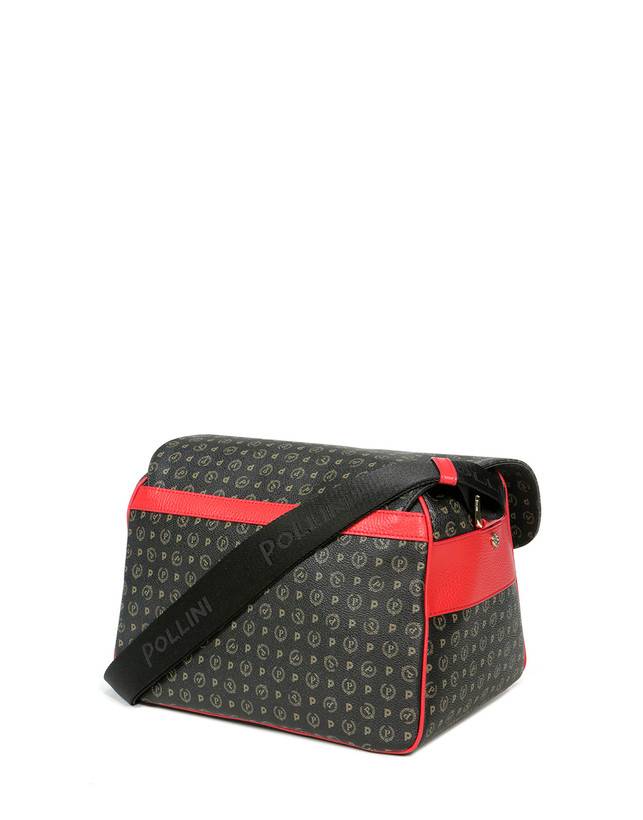 Pollini Borsa A Spalla Multitasche Heritage Logo Classic Nero/lacca Offerta Giorno del Papà