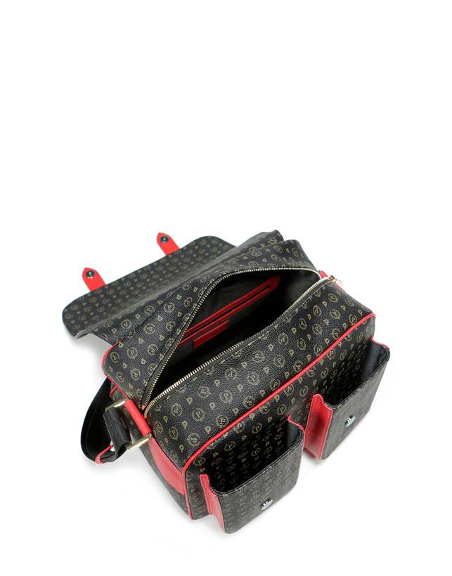 Pollini Borsa A Spalla Multitasche Heritage Logo Classic Nero/lacca Offerta Giorno del Papà
