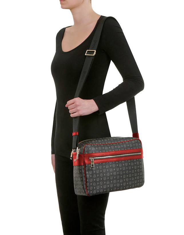 Pollini Borsa A Spalla Heritage Logo Classic Nero/lacca Offerta Anniversario