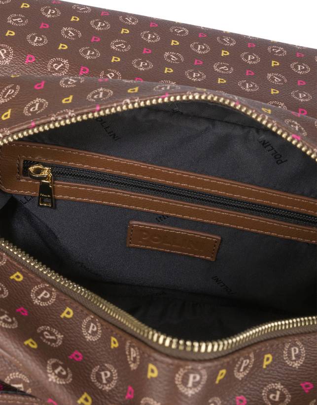Pollini Borsa A Spalla Multitasche Heritage Logo Classic Multicolor/marrone Smaltimento dello stoccaggio