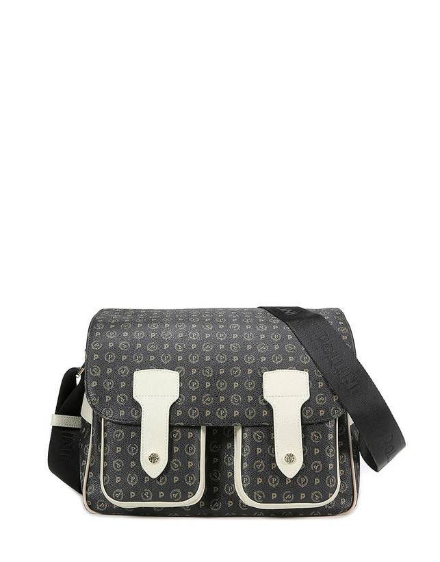 Pollini Borsa A Spalla Multitasche Heritage Logo Classic Nero/avorio Vendita calda