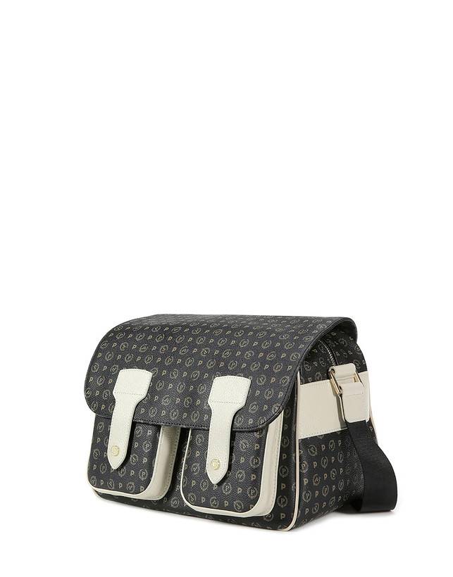 Pollini Borsa A Spalla Multitasche Heritage Logo Classic Nero/avorio Vendita calda