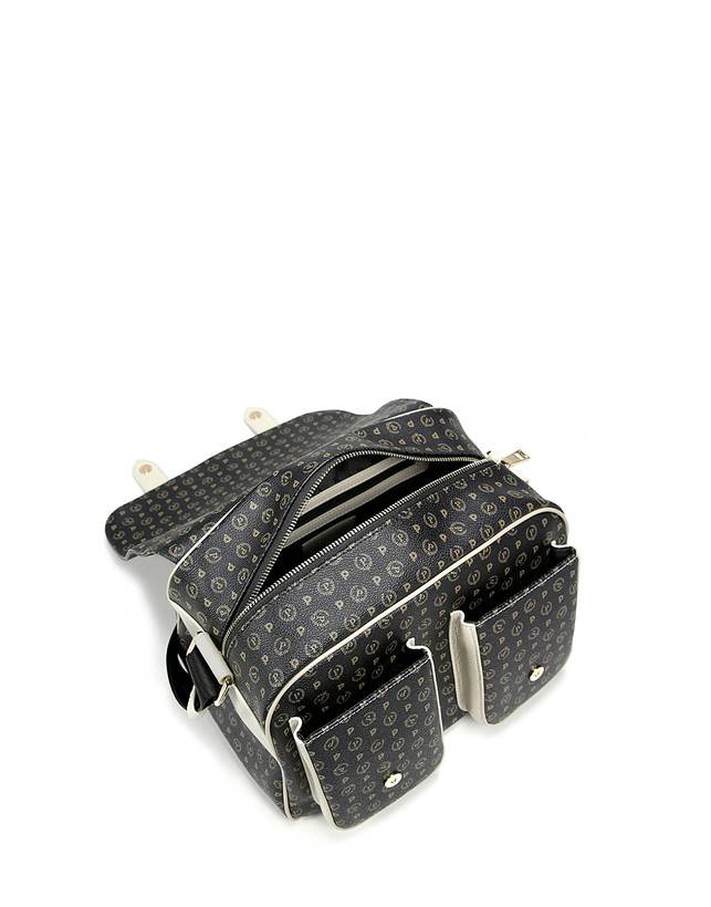 Pollini Borsa A Spalla Multitasche Heritage Logo Classic Nero/avorio Vendita calda