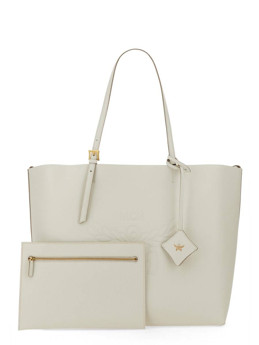 MCM BORSA SHOPPING "HIMMEL" LARGE IN PELLE CON LOGO IN RILIEVO Shopping Online