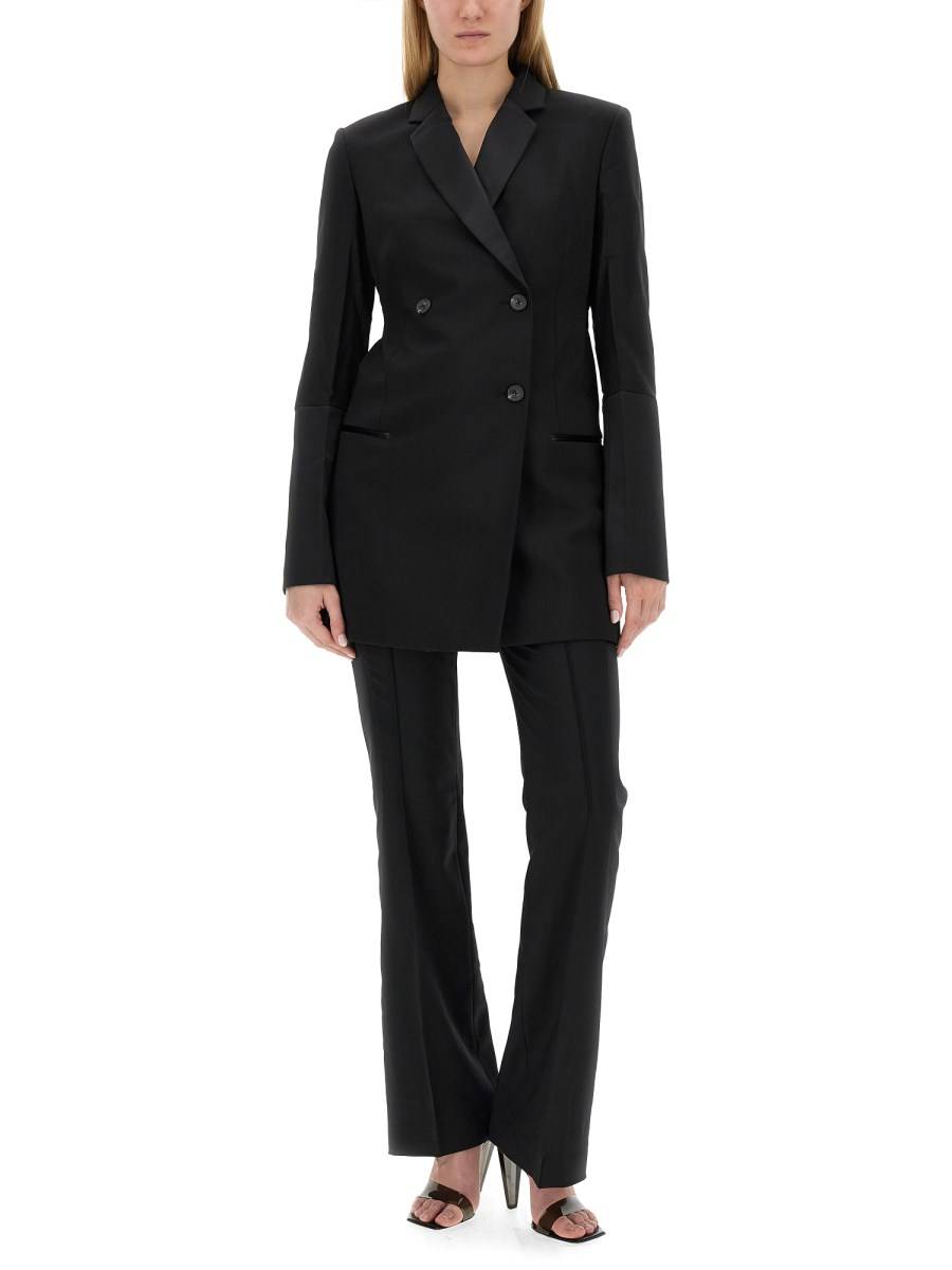 HELMUT LANG PANTALONE BOOTCUT IN TWILL DI MISTO LANA Spedizione Gratuita
