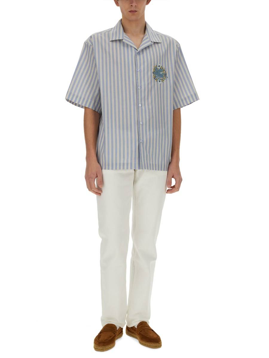 ETRO CAMICIA BOWLING A RIGHE CON LOGO RCAMATO Affare Del Giorno